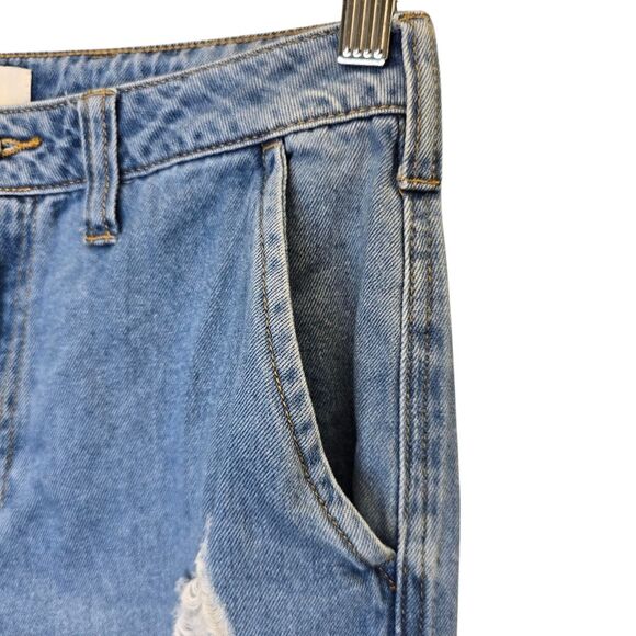 Forever 21 Distressed Cargo Jeans Women’s 27 Medium Wash High Rise Jogger Pants - Picture 8 of 16